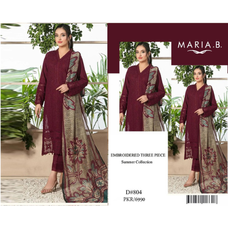 Maria B Lawn Design #804 Chikankari Embroidered Suit with Digital Diamond Dupatta Most Demanding Article
