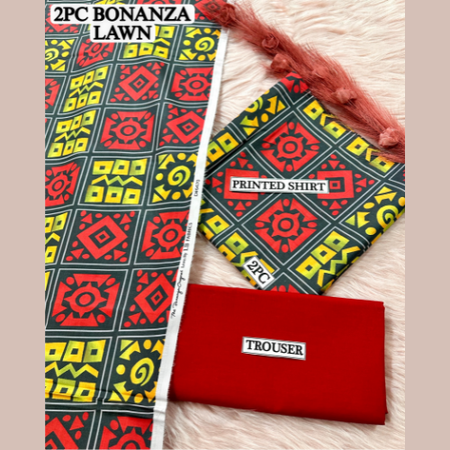 Satrangi Bonanza Lawn Printed Collection Multicolor Premium 2 Piece Unstitched Lawn Suit for Women Vibrant Summer Wear 2025