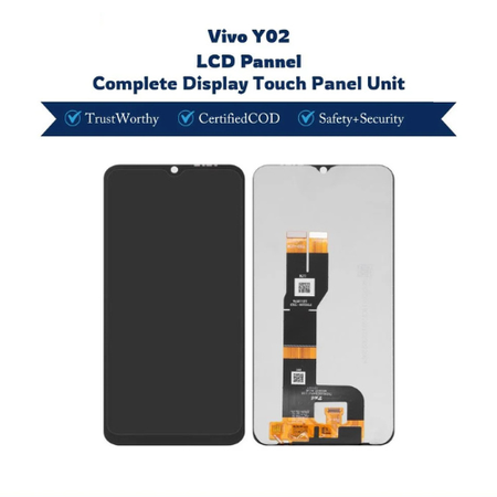 ALPHA UNIT LCD for Vivo Y02 Black Display Screen Replacement with Touch Digitizer