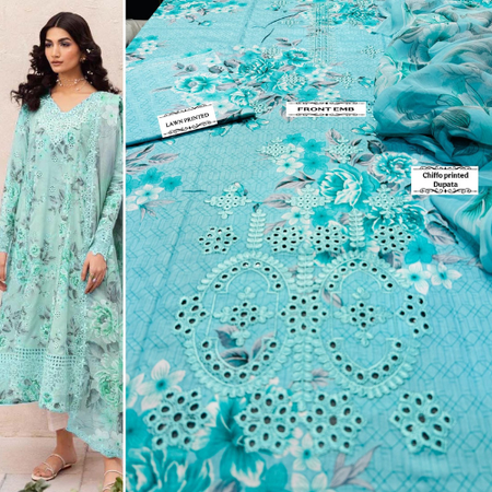 Premium Lawn Embroidered Eid Suit – 3pc M.PRINT/Iznik/Crimson Collection PE001