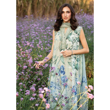 Designer 3-Piece Lawn Suit by Maria B with Luxury Chiffon Dupatta
