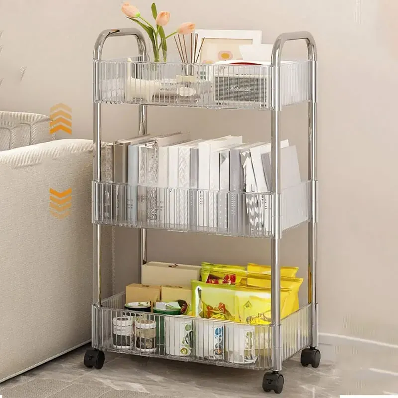 3-Tier Clear Acrylic Storage Cart with Wheels