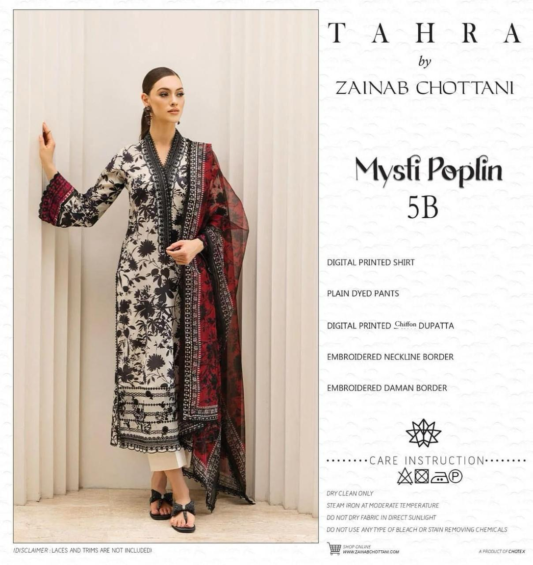 ZAINAB CHOTTANI Black with Red Dupatta White Flower 3PC Unstitched Lawn Suit