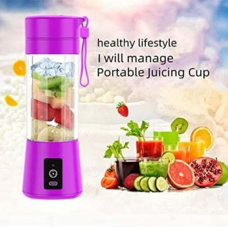 Premium Portable Rechargeable Juicer – 380ml (Purple) | USB Mini Blender for Smoothies & Juices