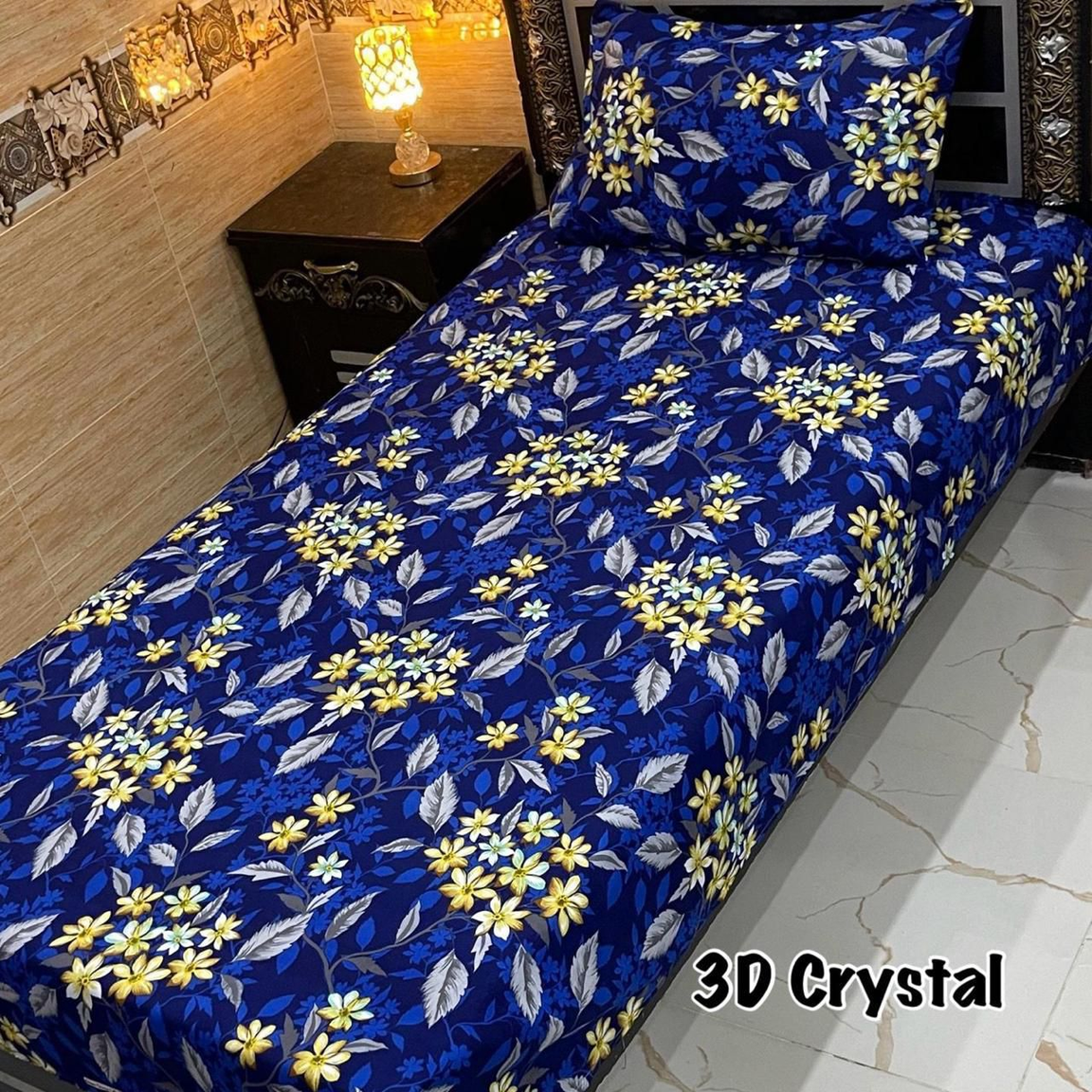 4Pcs Crystal Cotton Single Pair Bed sheets Set – Soft & Durable | Includes 2 Sheets & 2 Pillow Covers-0015,16