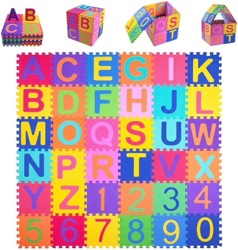 ALEX Educational ABC Letter & Number Interlocking Foam Floor Puzzle Playmat - 10mm Thick for Toddlers