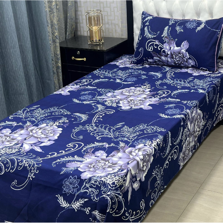 Complete 4Pc Bedsheet Set for Single Beds – Vibrant Crystal Cotton Fabric