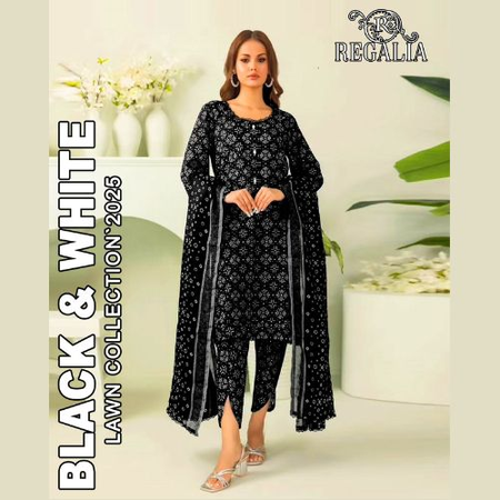 REGALIA Printed 3PC Lawn Suit – Elegant Voil Dupatta & Matching Trouser | Summer Volume Launch 2025