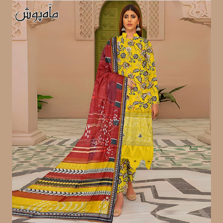 Step Into Style with MAHPOSH Vol 2 – Embroidered Lawn 3PC Suit Featuring Printed Shirt, Voil Dupatta & Coordinated Trouser | 100-100 Fabric Quality.
