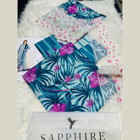 Blue Sapphire 3pc Lawn Suit – Summer Collection Vol.1