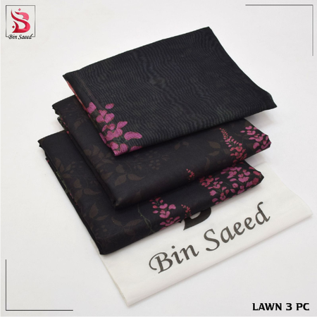 Elegant 3 Piece Lawn Suit for Women – Digital Printed Summer Dress 2025 with Moonar Dupatta & Trouser | Bin Saeed Collection.