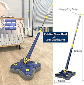 360° Rotatable Adjustable Triangle Cleaning Mop with Absorbent Sponge - Wall Mountable