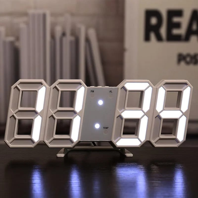 3D LED Digital Wall Clock - Modern Large Display with Alarm & Temperature