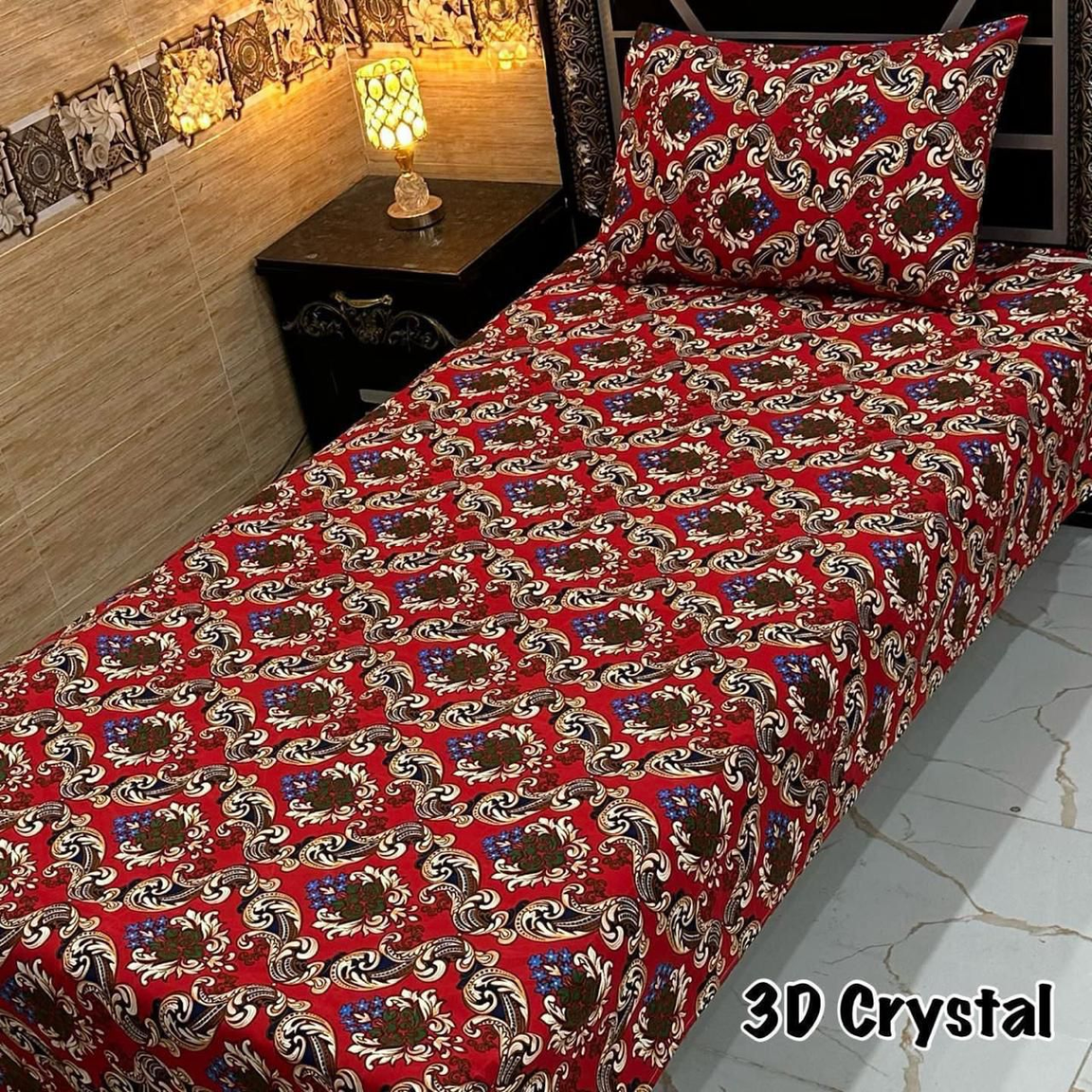 4Pcs Crystal Cotton Single Pair Bed sheets Set – Soft & Durable | Includes 2 Sheets & 2 Pillow Covers-0014