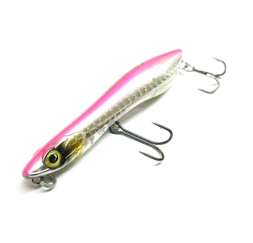 Premium Topwater Pencil Fishing Lure - 11cm Floating Hard Bait with Dual Treble Hooks | Pink & Silver Finish