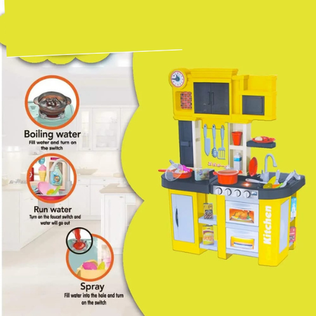 Deluxe Kids Kitchen Set with Lights & Sounds – Pretend Play Cooking Toy for Boys & Girls.
