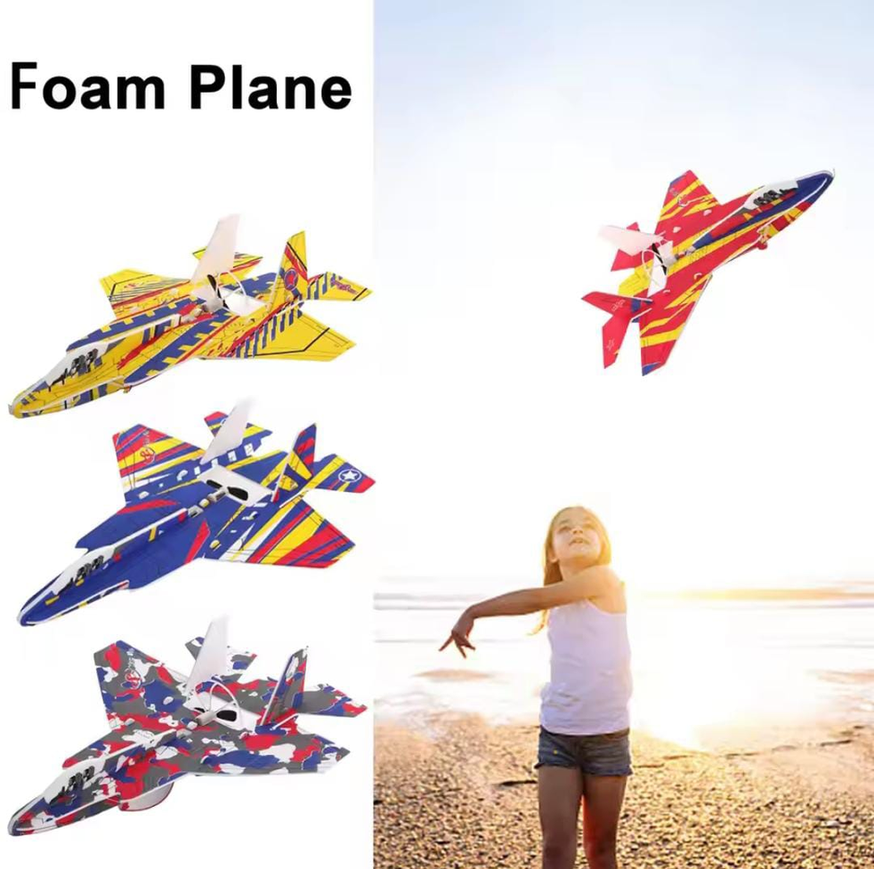 LED Light Up Foam Glider Plane - USB Rechargeable Electric Throwing Aircraft Toy for Kids