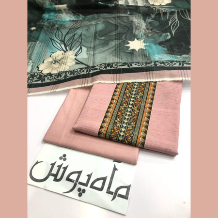 MAHPOSH Luxury 3PC Lawn Suit – Digital Tube Doria Shirt & Shawl.