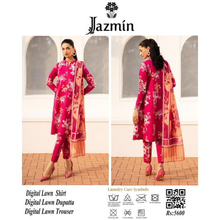 ORANGE ALLOVER LAWN COLLECTION 2025 Luxury Digital Printed 3PC Lawn Suit 90/70 Premium Lawn with Lawn Dupatta