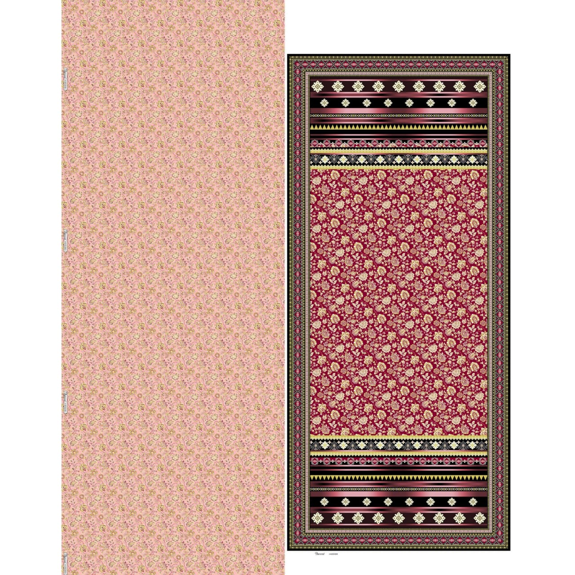 Bareeze Lawn 3-Piece Suit Allover Fabric – Elegant Pink & Maroon Floral print with Striking maroon Printed voil Dupatta ,VOL#02, 3001