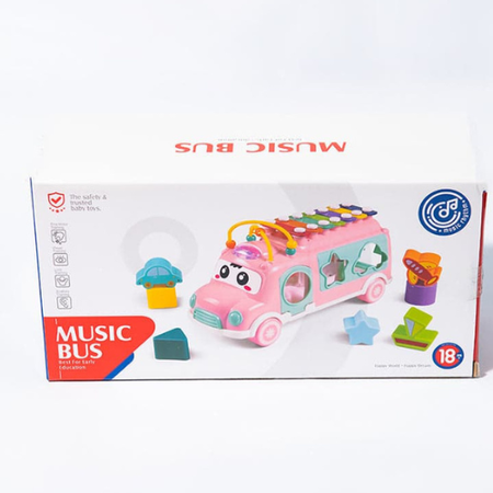 Musical Shape Sorter Bus Toy for Toddlers – Push & Go Educational Activity Bus