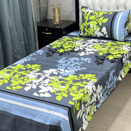 4Pc Crystal Cotton Single Bedsheet Set – 2 Pillow Covers & 2 Sheets – 60x90 Inch