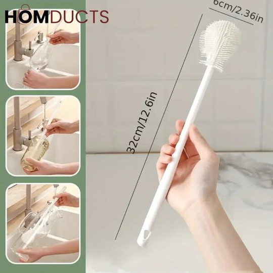 Long Handle Silicone Cup Brush - Flexible Bottle & Glass Cleaner