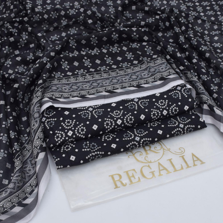 REGALIA Stylish Printed 3PC Lawn Suit – Premium Voil Dupatta & Matching Trouser – Summer Collection 2025.