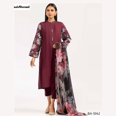 Gul Ahmed Premium Banadora Lawn 3PC Embroidered Summer Suit with Bamber Digital Dupatta – Unstitched Festive Collection 2025 – Code GA100.
