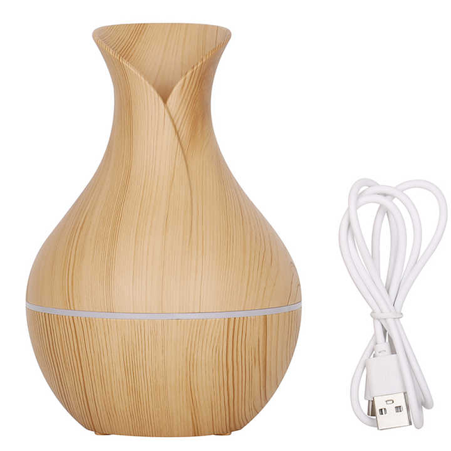 Elegant Wood Grain Vase Humidifier (JSQ07) | Ultrasonic Essential Oil Diffuser & Air Purifier