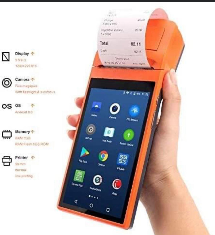 Sunmi V2 Handheld Terminal with Receipt Printer Speaker Camera and Barcode Scanner All in One PDA Printer