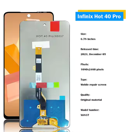 INFINIX HOT 40 Pro (X6837) LCD Panel Black – Premium Quality Display Replacement