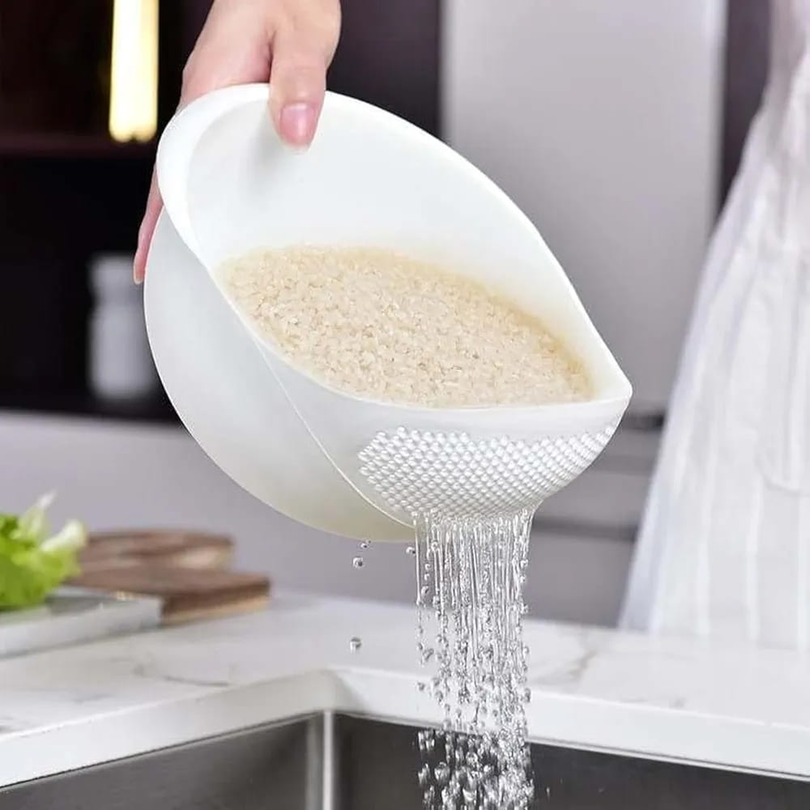 Space-Saving Rice Washing Bowl with Efficient Drainer