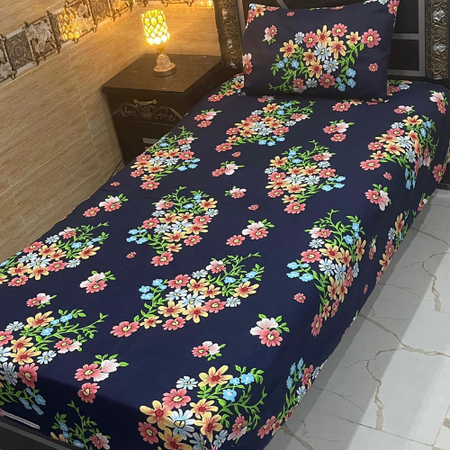 Single Bed Sheet Set – Soft, Floral & Washable 4Pc Crystal Cotton