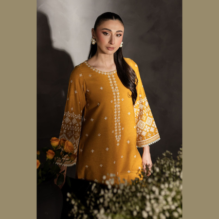 Batik/Orient 2PC Wedding Summer Lawn Suit Pink and Mustard Embroidered Dress for Women Premium Lawn Air Jet Collection