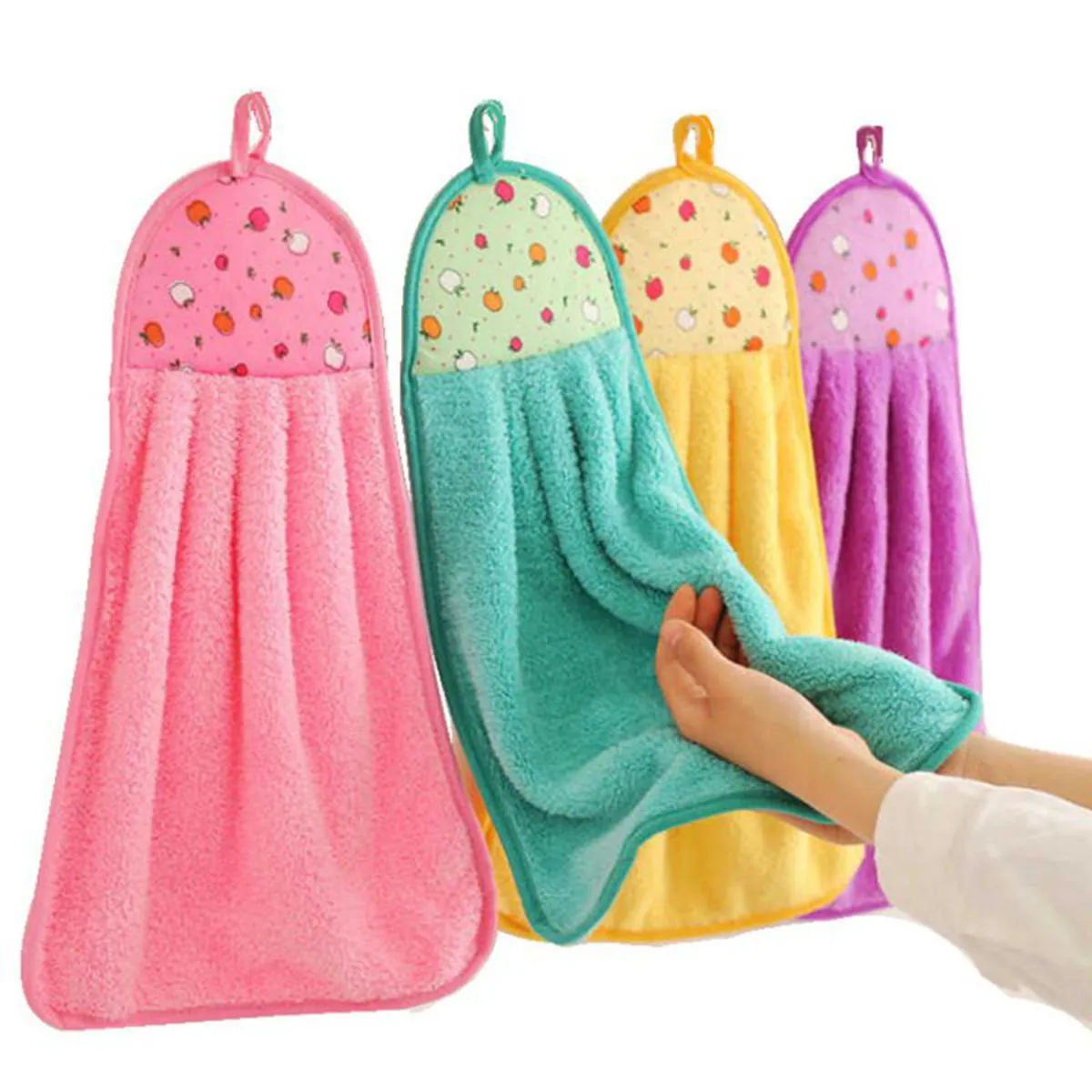 Super Absorbent Hanging Hand Towel - Soft Microfiber Kitchen & Bathroom Towel with Loop