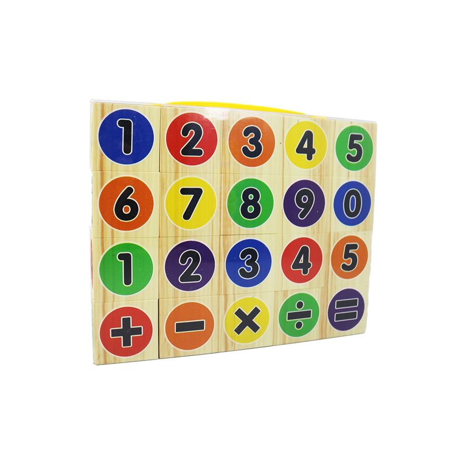 Educational Wooden Learning Blocks Set – Alphabet, Numbers & Math Symbols with Carry Case – Early Education Toy for Toddlers