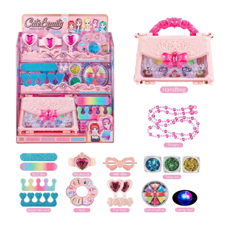 Cute Beauty Girls Makeup Toy Set with Handbag and Accessories