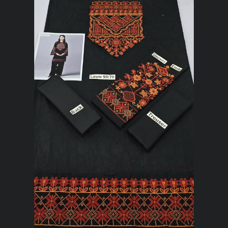 2Pc MiX Summer Lawn Collection – Embroidered Front & Sleeves with Dyed Trouser | Premium 90/70 Lawn Fabric