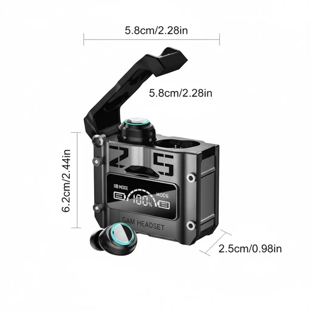 M25 TWS Gaming Earbuds with LED Display & Low Latency Mode – Bluetooth 5.3 Wireless Headset for Mobile & PC