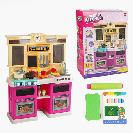 Modern Kitchen Set Toy for Kids with 85 Pieces | Pretend Play Cooking Set with Light, Sound & Real Water Function – Home Chef Kitchen Playset