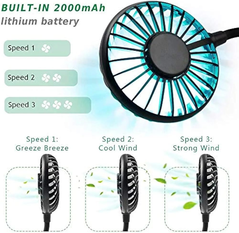 Hands-Free Neck Fan Portable, Lightweight, & 3-Speed Adjustable