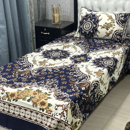 Ultra Soft Crystal Cotton Single Bed Sheet Set – 4Pc Bedding Pack