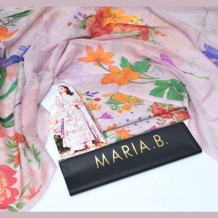 MARIA.B Women’s Designer Lawn – 3 Piece Outfit with Digital Prints and Vibrant Color Theme – 90x88 Lawn Stuff.