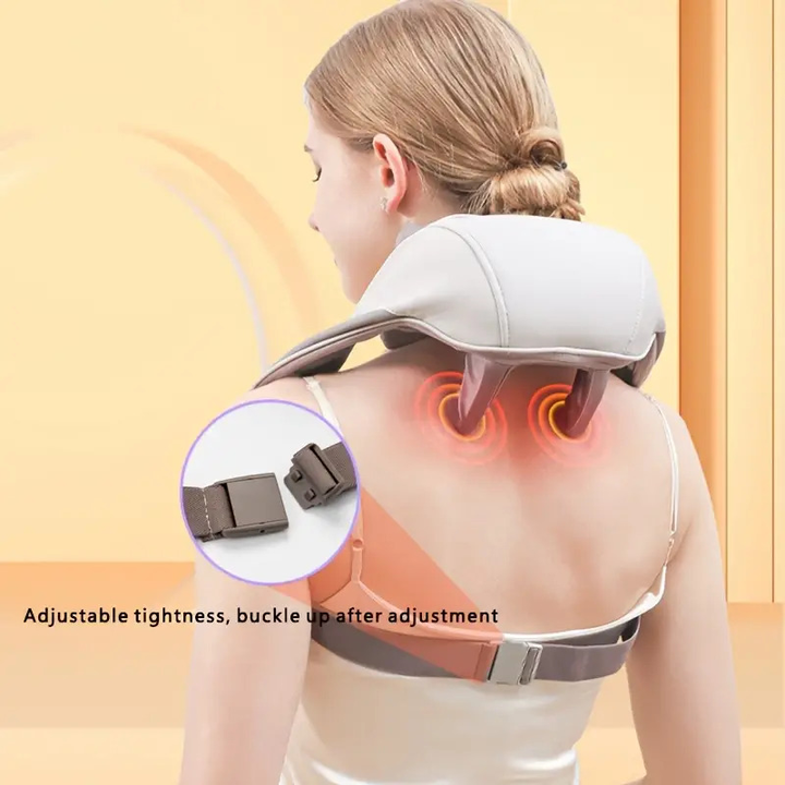 Smart Trapezius & Neck Shiatsu Massager with Heat - Deep Kneading for Shoulder, Neck & Abdominal Pain Relief