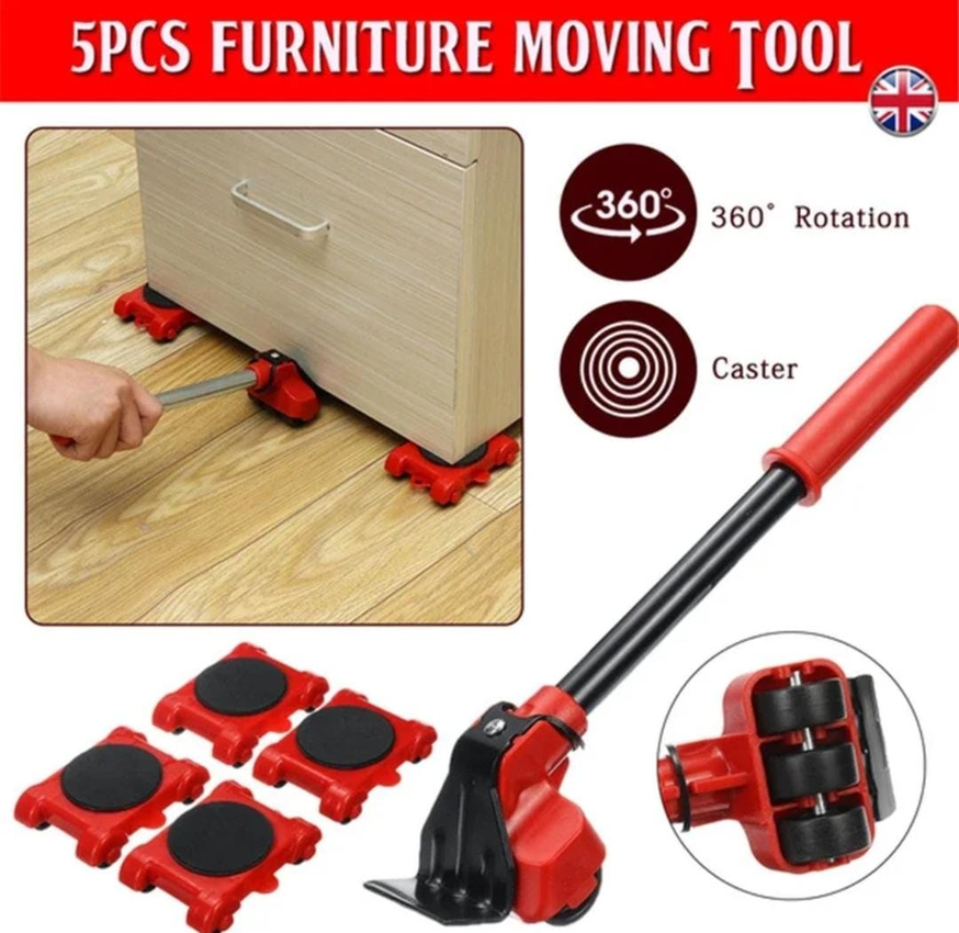 Heavy Duty Furniture Lifter with Rollers - 5 Piece Moving Kit