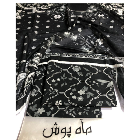 MAHPOSH 3 Piece Unstitched Lawn Suit – Allover Print with Voile Dupatta
